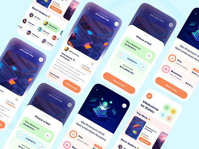 NFT Marketplace Mobile App bitcoin blockchain crypto cryptocurrency doge finance gallery hologram ios nftapp startup ui design