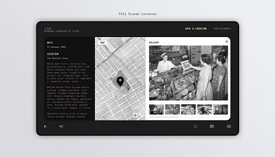 12. Date & Location - Full Screen • DAU Cinema • Concept black dark design film gallery location map movie sleek stamen maps ui ux web web design