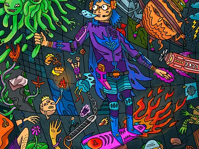 The Chaos chaos colorful corona covid design doodle drawing full fun hectic illustration malaysian virus