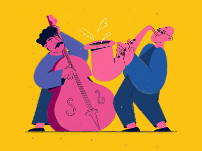 Jam session 2d character concert design flat graphics illustration jamming jazz music musician outdoor texture vector