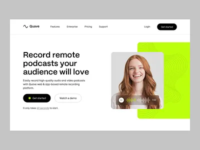 Quave: Website Hero Section concept design exploration graphic design hero section landing page platform podcast saas typography ui visual design web web design website