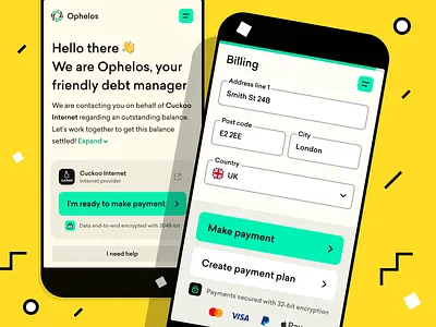 Ophelos web app mobile UI mobile mobile ui web yellow