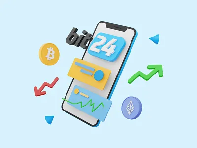 Exchange platform 3D illustration 3d bit24 bitcoin blender blue c4d design exchange graphic design icon illustration model phone