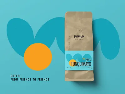 Peru Tunquimayo. Illustration and design for coffee packaging blue coffee coffee packaging colorful design dry ink illustration kahawa latin america peru procreate sun wave yellow