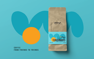 Peru Tunquimayo. Illustration and design for coffee packaging blue coffee coffee packaging colorful design dry ink illustration kahawa latin america peru procreate sun wave yellow