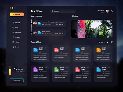 Cloud Storage App cloud cloud storage dark dark ui dashboad design drive interface intr storage ui uidesign ux