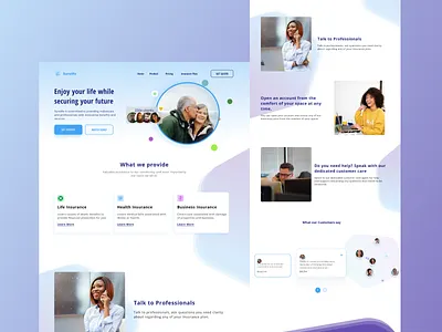 Surelife landing page corporate design insurance landing page ui web