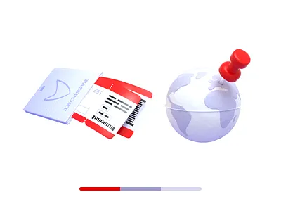Travel #2 Boarding Pass, Globe 3d airline boarding pass c4d globe icon illustration passport pin travel world