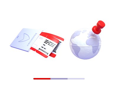 Travel #2 Boarding Pass, Globe 3d airline boarding pass c4d globe icon illustration passport pin travel world