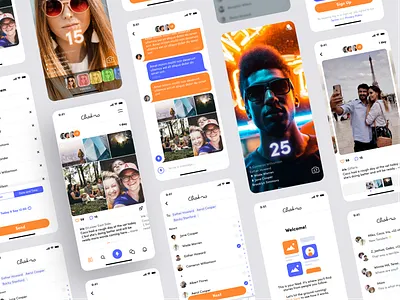 Social app application call app chat app clean conversation design friends app gallery graphic design ios app meeting mobile app social app ui upload image ux video call