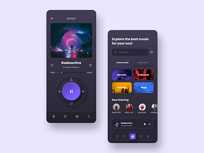 Music Streaming Service app app design application branding clean dark theme design home interface mobile design modern motion mp3 music play streaming trend ui ux web