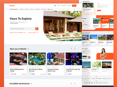 Klook PH - Website Redesign Concept activities booking cebu concept concept design design figma klook landing page manila orange philippines re design redesign travel travel agency travel website ui ui design website
