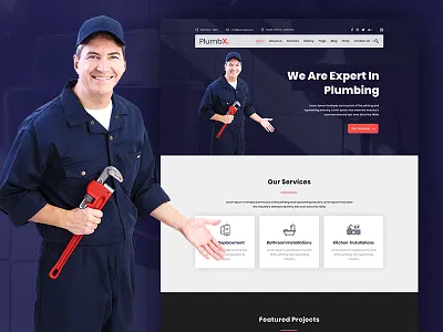 PlumbX - Plumber and Repair Services PSD Template psd templates