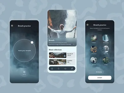 Meditation and Breathing App (Vol 3. Breath Practice) breath calm experience design meditation mental health mobile design player playlist product design ui ux