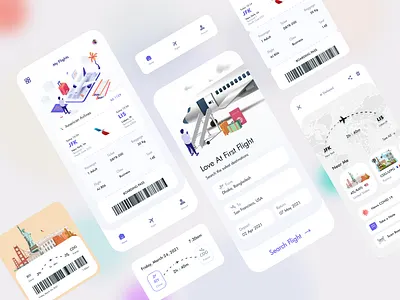 Flight Booking App airplane boardingpass booking booking app booking system branding clean design flat flight app flight search illustration logo minimal plane travel ui ux