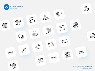 Morph Categories Icons 2021trend blue blur color design system figma google icon icon design icon pack iconoghraphy morph neon product uiux ux uxui web webdesign xd
