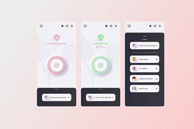 KUMO VPN app design figma mobile neumorphism product design ui ux