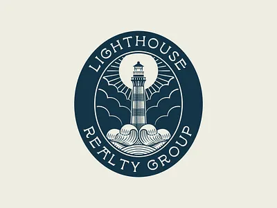 Lighthouse Realty Group pt. II badge branding design engraving etching illustration logo peter voth design vector