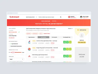 Yemeksepeti Redesign Web app concept delivery design flat food minimal order redesign ui ux web