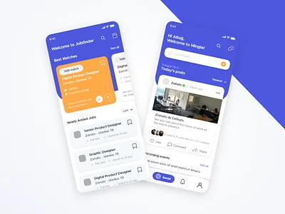Job Finder App app clean concept design flat hiring job job applications job finder job listing minimal mobile mobile app mobile ui simple ui ux