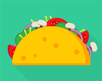 Just eat that taco clean colorful eat flatdesign flat character food fresh illustration illustrator nomeat onion shadow taco tortilla vegan