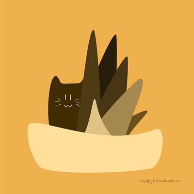 Cat in Bush Illustration animal cat design illustration