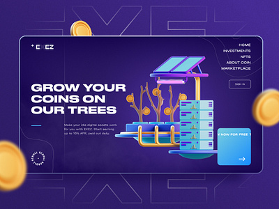 EXEZ Coins coin crypto landing landingpage nft ui uiux ux web web 3.0 website