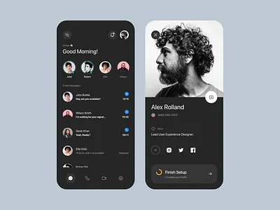Social App Design app branding clean colors dark design dribbble dribbble best shot messaging mobile product social social app typography ui uidesign uiux uiuxdesign ux uxdesign