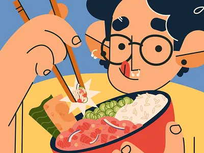 Poke Bowl character design flat illustration illustration illustrator vector