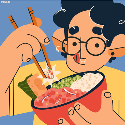 Poke Bowl character design flat illustration illustration illustrator vector