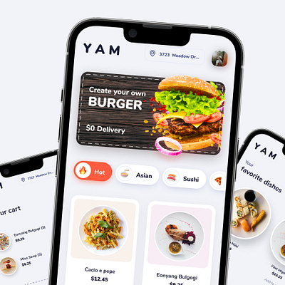 Y A M — Food delivery app android app delivery food ios mobile ui