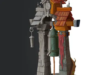 Bell tower 3D painting 2d 3d design game painting texturing