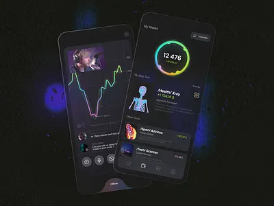 Tradium - community investment strategy app bank banking banking app branding chat colors dark dark mode finance glassmorphism gradient ios money management nft retro stock exchange streaming technology ui