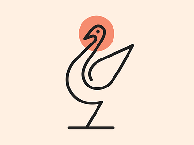 Monoline Swan! bird birds brand branding crane goose icon illustration logo logo design mark minimal monoline sun swan symbol