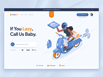 Food Delivery Service Landing Page Concept burger cooking delivery eat eating food food and drink food delivery app food delivery landing page food delivery service food order foodie fruit home page interface landing page pizza restaurant uiux website design