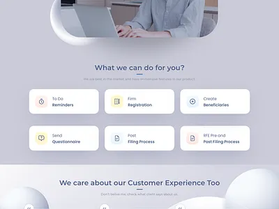 Neumorphism Web Interface features footer getstarted glassmorphism homepage minimal minimaldesign neumorphism testimonials userinterface visualdesign watchdemo webdesign webpage whatwedo whitedesign