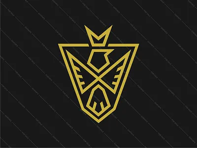 Crown eagle logo bird branding crest crown design eagle falcon gold guard hawk heraldic king line logo luxury security shield technology vector wing