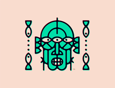 Sea Monster character design fish flat icon illustration line art logo minimal monster ocean offset screenprint sea monster tattoo technique vector wit