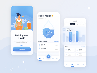 Water balance App app design mobile mobile ui ui ux