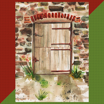 Watercolor door - before the intensive drills background design illustration watercolor