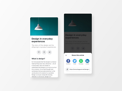 Social Share: DailyUI 010 article button challenge clean dailyui dailyui 010 like mobile app mobile ui news share social social media typography ui design ux