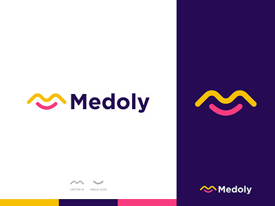 Medoly - Logo Design Concept brand identity branding concept creative designer portfolio designs happy letter logo logo logo designer m letter medoly minimalist modern noodles resturant shop smile unique wave