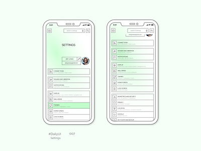 DailyUI Challenge 007. Settings app branding dailyui dailyuichallenge design illustration logo minimal ui ux