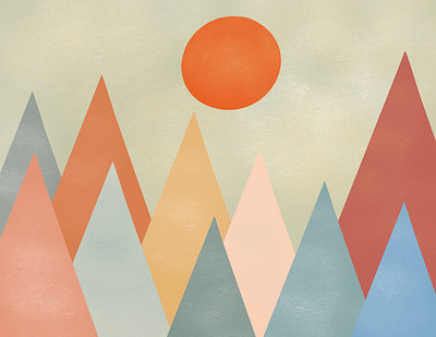 Mountains Landscape custom illustration digital digital art illustraion illustration illustration art illustration digital illustration for web illustrations landscape landscape illustration mid century minimalistic modern mountain art mountains procreate simple texture sun and mountain texture art