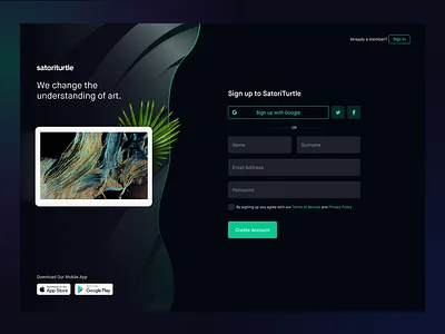 Register — SatoriTurtle app clean form login minimal onboarding sign up ui ux website