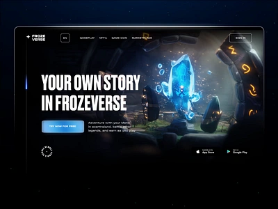 Frozeverse - Metaverse Game Website 3d game game art game concept game design game website gamedev gaming landing page meta metaverse motion design nft phenomenon ui ui design virtual reality vr website website design