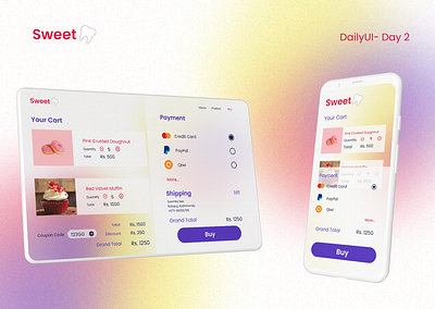 DailyUI- Day2 (CheckOut Screen) bakery blurred checkout desktop inspiration mobile ui