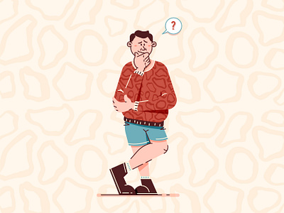 thinking guy character design illustration