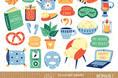 Cozy home clipart clipart digitalart illustrations stickers