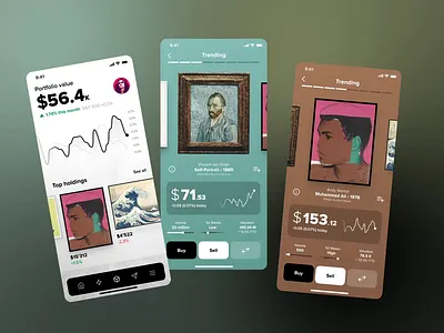 Art investment App animation app art charts creative design finance mobile stocks ui
